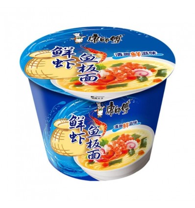 康师傅鲜虾鱼板面桶装110g