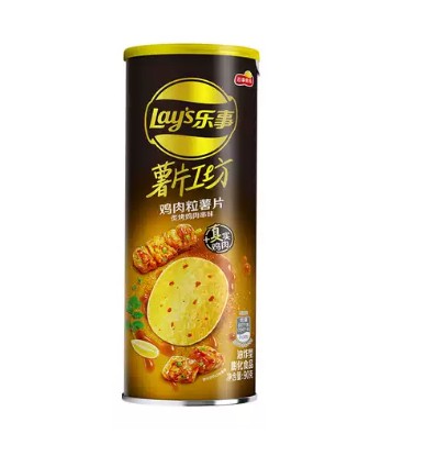 乐事薯片工坊炙烤鸡肉串味鸡肉粒薯片90g/罐