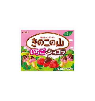 日本meiji蘑菇粒草莓巧克力36g
